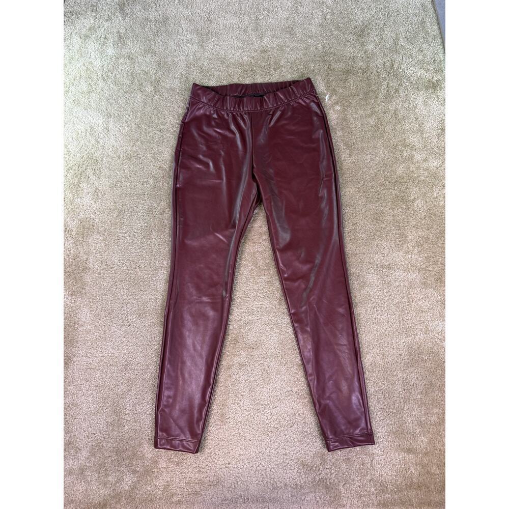Old Navy Brown Vegan Faux Leather Pants Women Size M Pull On Stretch NWT E314